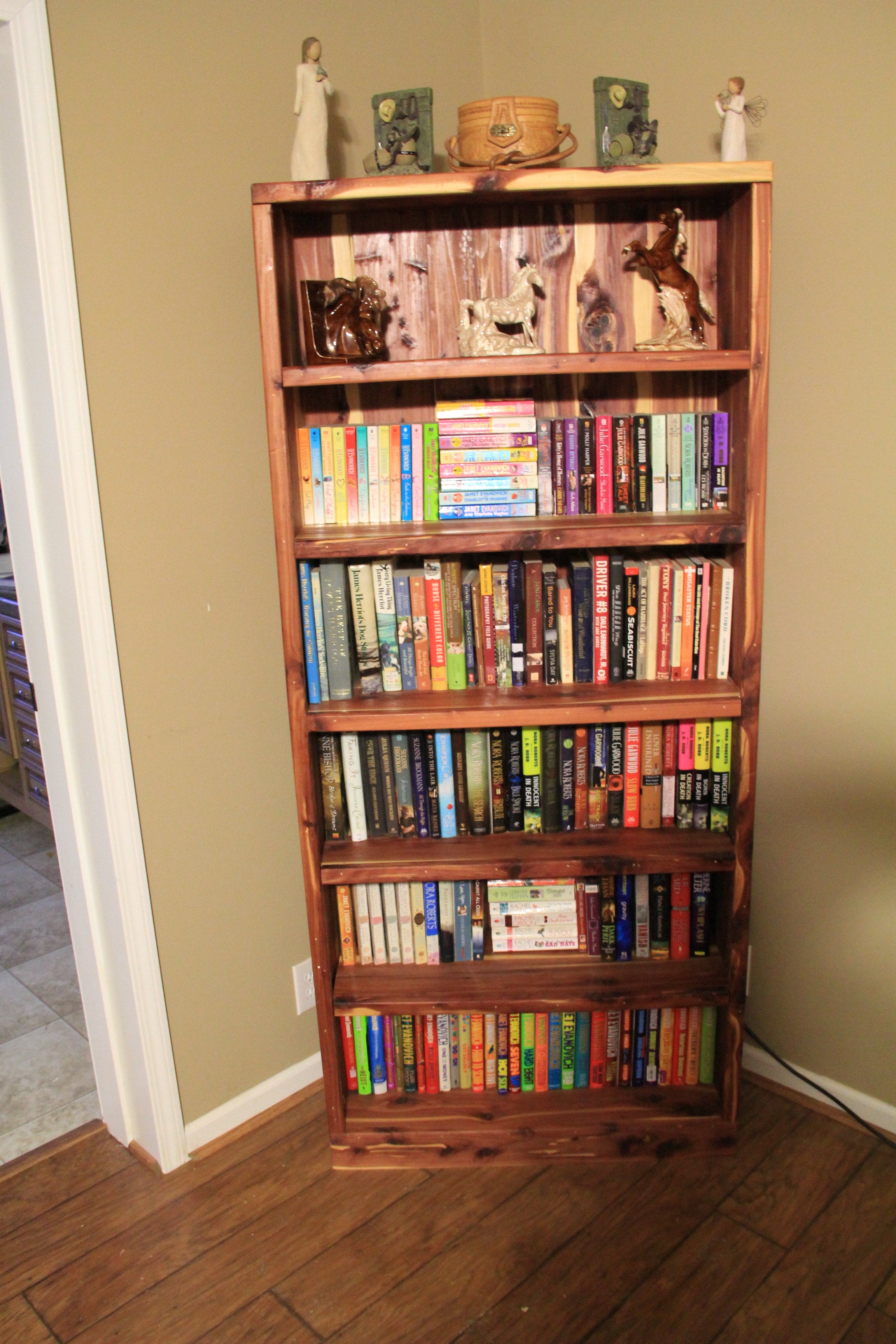 Cedar bookcase, rustic furniture, cabin, office, home office, bookcase